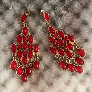 red chandelier earrings